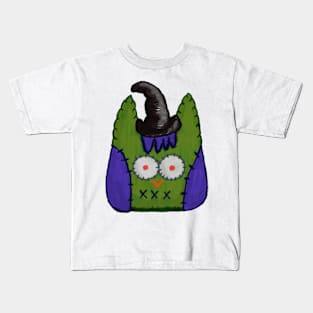 cute illustration of a plush owl witch Kids T-Shirt